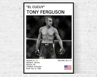 Tony Ferguson Print, Tony Ferguson Poster, MMA Prints, Mixed Martial Arts