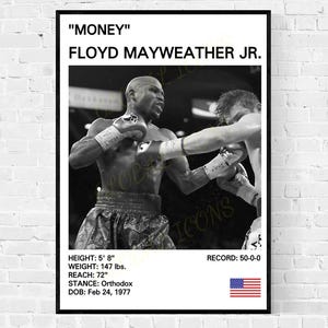 Póster de Floyd Mayweather, impresión de Floyd Money Mayweather, pósteres de boxeo