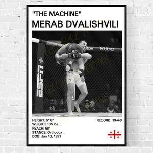 Póster de Merab Dvalishvili, Impresión de Merab The Machine Dvalishvili, Regalos de artes marciales mixtas