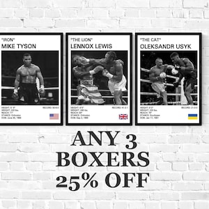 Pósters de boxeo: ¡Elige 3 con un 25% de descuento! Láminas de boxeo
