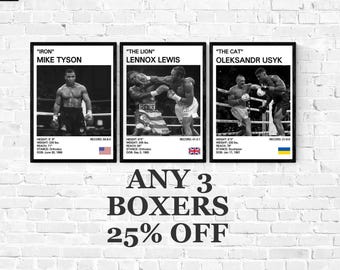 Boxing Posters: Choose Any 3 25% Off! Boxing Prints