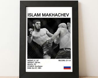 Islam Makhachev Poster: MMA Knockout Print
