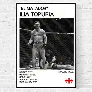 Cartel de Ilia Topuria, Impresión de Ilia Topuria, El Matador, Artes Marciales Mixtas
