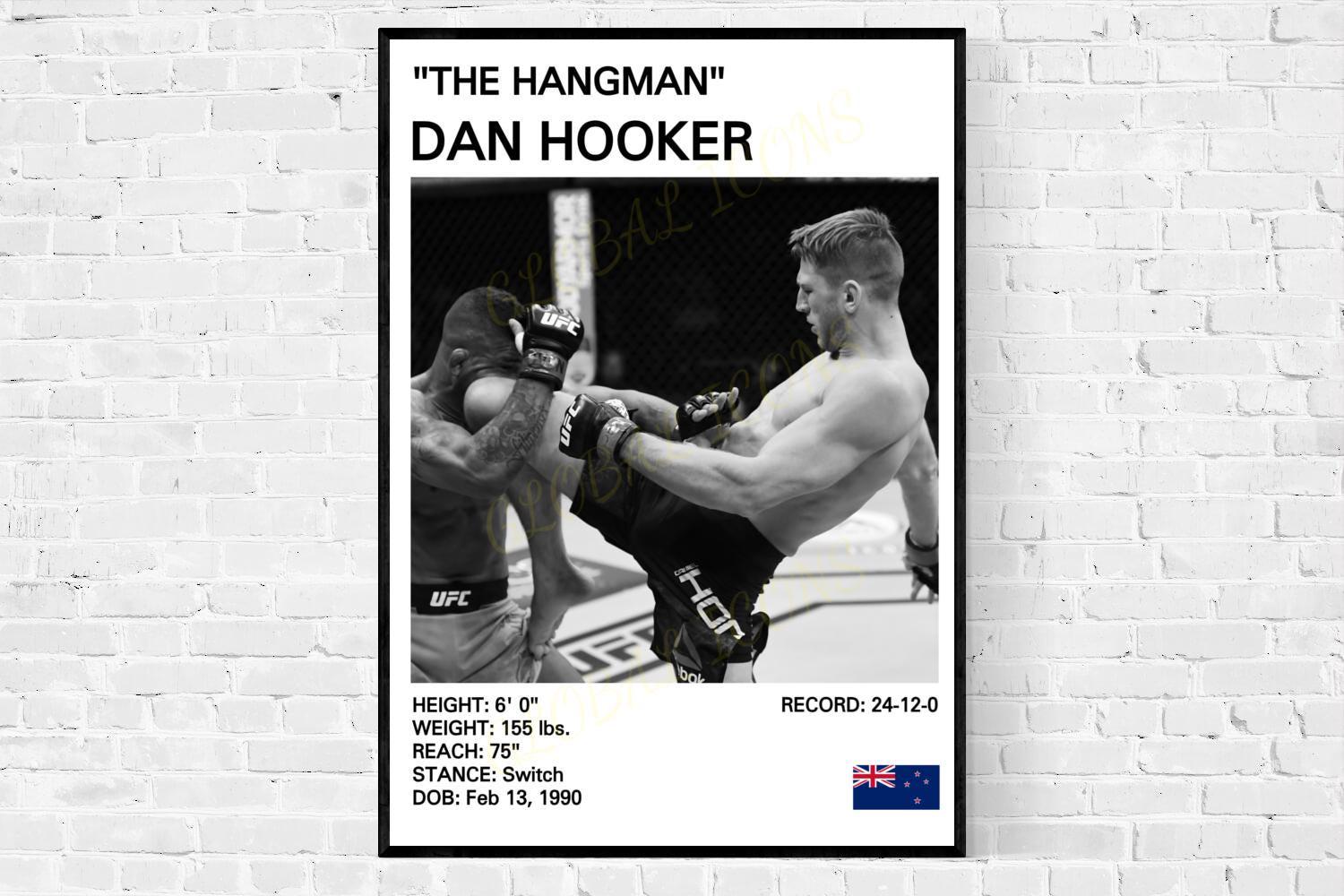 Dan Hooker Poster, Dan Hooker Prints, MMA Poster, The Hangman