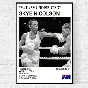 Skye Nicolson Boxing Poster: Women&#39;s Boxing Art Print