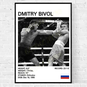Póster de Dmitry Bivol, Impresión de boxeo de Dmitry Bivol, Pósters de boxeo, Regalos de boxeo