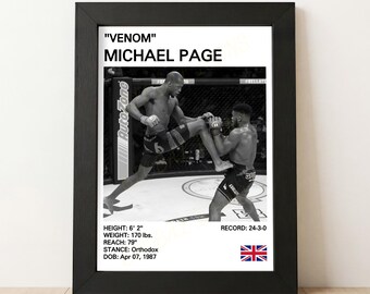 Michael Venom Page Poster, MMA Artwork, MVP Print, Mixed Martial Arts