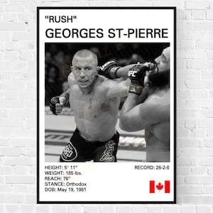 Póster de Georges Saint Pierre, Impresión de GSP, Póster de GSP, Artes Marciales Mixtas