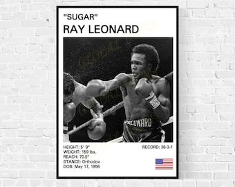 シュガー・レイ・レナード直筆サイン入りレッドボクシンググローブ。額