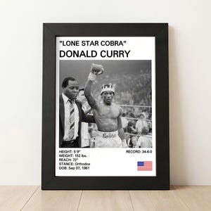 Poster de boxe Donald Curry : impression d'art « Lone Star Cobra »