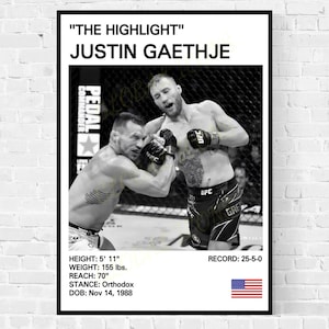 Póster de Justin Gaethje, Impresión de Justin Gaethje, Lo más destacado, Artes marciales mixtas