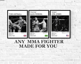 CUSTOM MMA POSTER, Choose Any Fighter, Made For You, Personalised Order