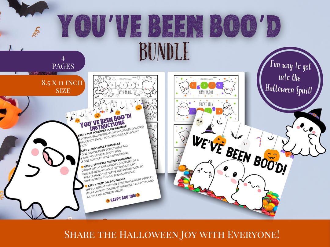 You've Been Boo'd Printable Bundle – Halloween Boo Sign, Treat Bag Tags ...