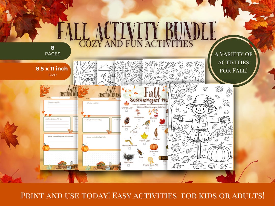 Fall Printable Activity Bundle for Kids – Scavenger Hunt, Coloring ...