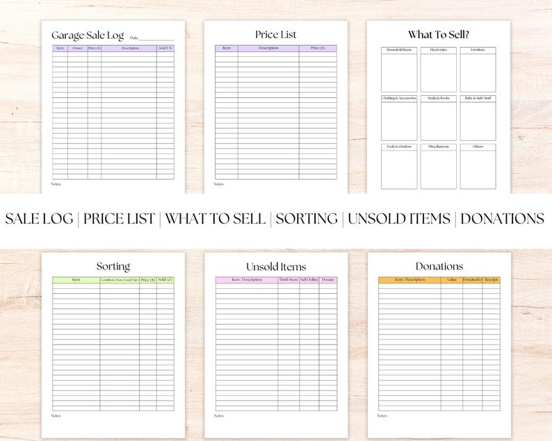 yard sale inventory template Images High Quality Grahic Garage Sale Planner Printable Bundle | 11-page Yard Sale Organizer ...