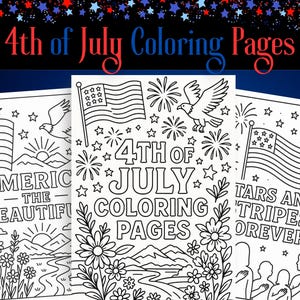 4th of July Coloring Pages | 6 Printable Patriotic Sheets | Kids & Adults | PDF and PNG | Fireworks | Flags | USA Art