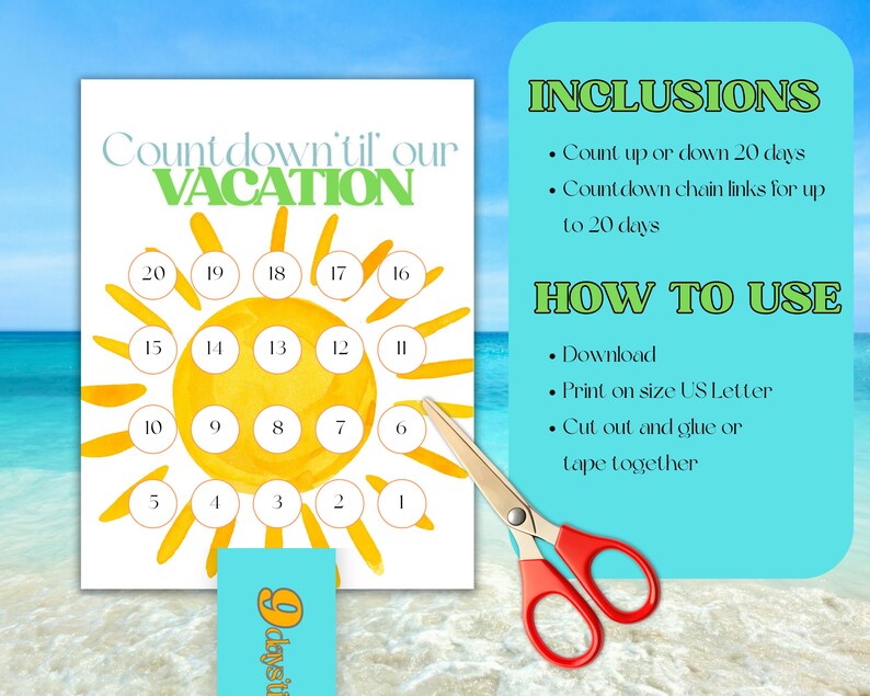 Vacation Countdown Printable Bundle | 20 Day Countdown Tracker ...