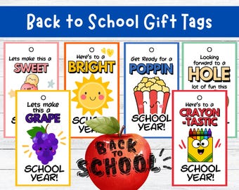 Back to School Printable Gift Tags – Fun & Colorful Classroom Favor Tags for Students – Teacher Welcome Tags – Instant Download