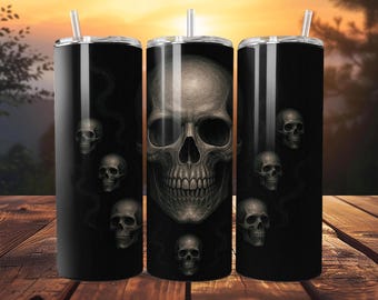 Spooky skelet beker wrap, Halloween schedel 20 Oz mager sublimatie beker ontwerp, Halloween schedel decor digitale download