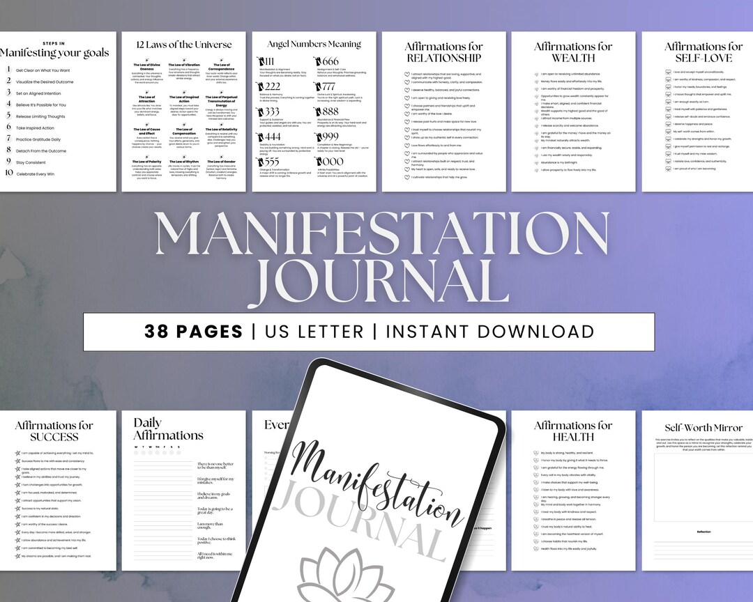 Manifestation Journal Printable | Mindset & Intention Planner | Self ...