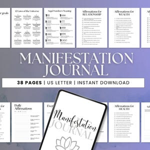 Manifestation Journal Printable | Mindset & Intention Planner | Self Care, Gratitude, Vision Board and Goal Setting Workbook