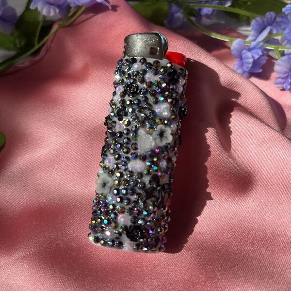 Black And White Bedazzled Lighter