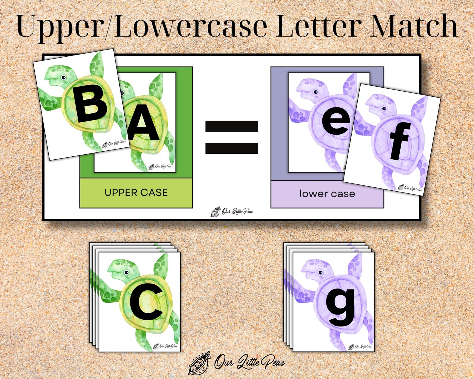 Ocean Turtle Uppercase and Lowercase Letter Match, Preschool and ...