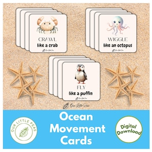 Schede di movimento oceanico, attività di movimento motorio lordo, schede di azione, Circle Time, schede di fitness, scuola materna, attività per bambini, attività in mare