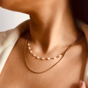 Collana MEL/Collana di perle a strati/Collana di perle d'acqua dolce delicate/Collana di perle multiple/Collana di perle a doppio strato/Regalo per lei