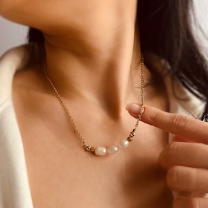 Baroque Pearl Necklace: 18K Gold Plated Stainless Steel, Adjustable