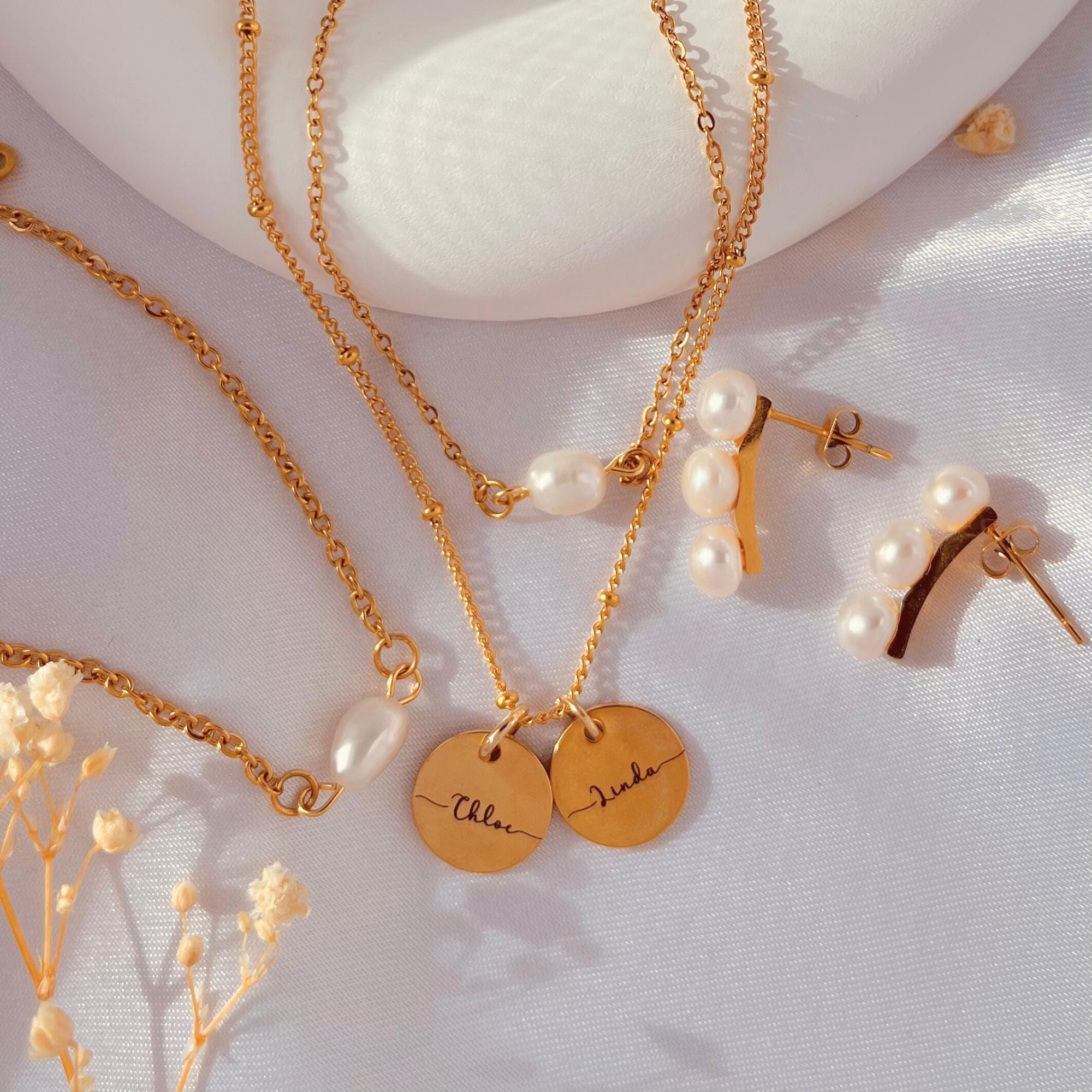 CHLOE Necklace Set| Personalized Name and Date Necklace Set