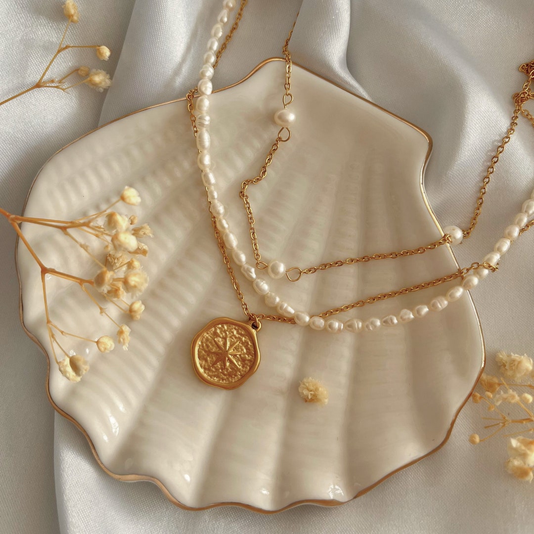 IDA Necklace Layered Pearl Necklaces Combo Set of 3 Necklaces