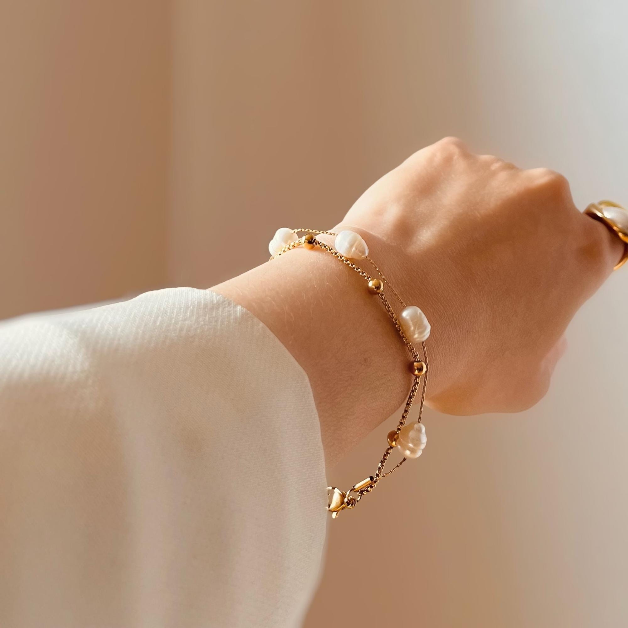 【TATIANA】Pearl and Petit Cubic Ball Chain Bracelet〜2点SET MUSINSA | TATIANA (Set) Pearl and petit cubic ball chain