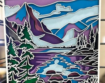 Layered Mountain Scene Wall Art