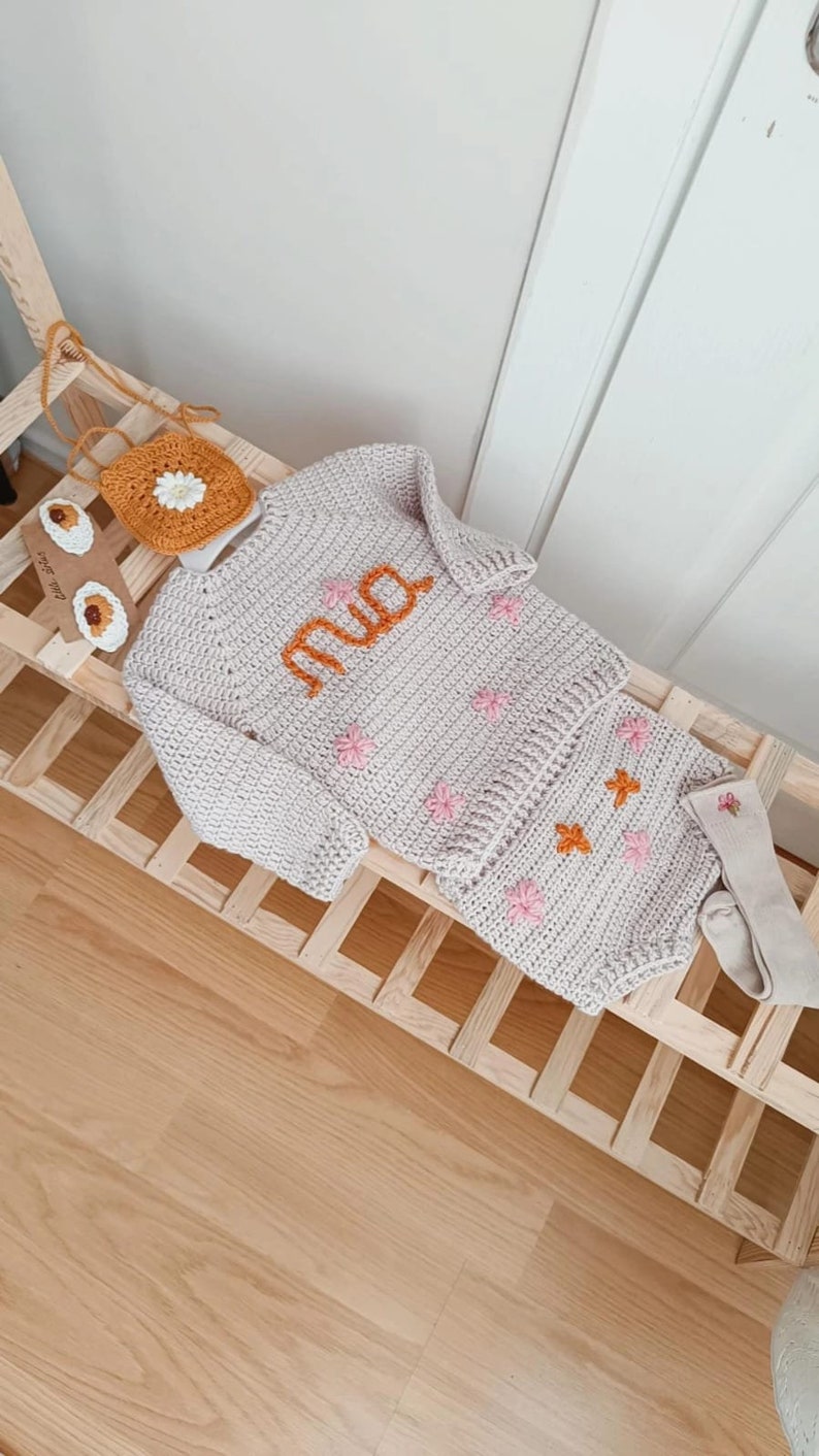 Personalized Newborn and toddler sweater and pants set, baby girl gift, baby boy gift, Pascalya boy, pascalya girl image 1