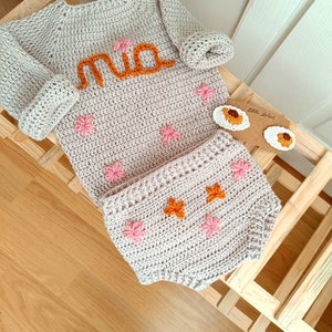 Personalized Newborn and toddler sweater and pants set, baby girl gift, baby boy gift, Pascalya boy, pascalya girl image 5