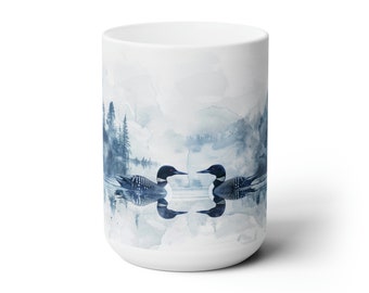 Loons on the lake Ceramic Mug 15oz by UnfilteredMugz