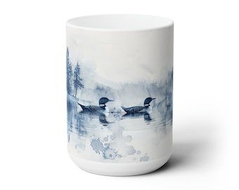 Loons on the lake 2 Ceramic Mug 15oz By UnfilteredMugz