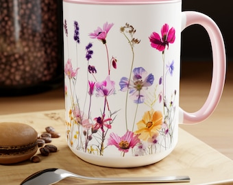Wild Flowers By UnfilteredMugz Two-Tone Coffee Mugs, 15oz