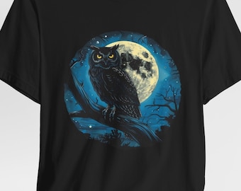 Owl T-shirt | Owl Night Sky | Moon | Owl Lover Shirt | Midnight | Animal Tee | Nature | Wildlife | Gift