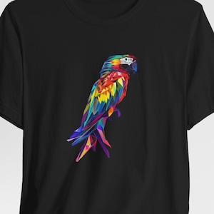 Parrot T-Shirt, Scarlet Macaw Tee Jungle Bird Lover Tee Parrot T-Shirt, Scarlet Macaw Tee Jungle Bird Lover Tee