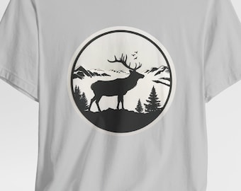 Elch T-Shirt, Elch Liebhaber T-Shirt, Berg Wandern Shirt, Majestätisch Elch Shirt, Camping Shirt, coole Natur Shirt, Elch Abenteuer, Wildnis, Geschenk