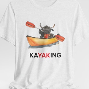 Yak Kayaking T-Shirt, Funny Yak Tee, Gift, Kayak Shirt, Yak Lover, Animal Print