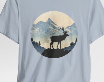 Elch T-Shirt, Elch Liebhaber T-Shirt, Berg Wandern Shirt, Majestätisch Elch Shirt, Camping Shirt, coole Natur Shirt, Elch Abenteuer, Wildnis, Geschenk