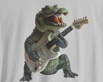 Croc 'N Roll T-Shirt, Crocodile, Rock and Roll, Gator, Guitar, Croc Lover Shirt, Funny, Animal Tee, Gift