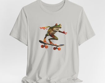 Frog T-Shirt, Frog on Skateboard, Frog Lover Tee, Frog Skating, Frog Graphic Tees, Animal Print, Gift