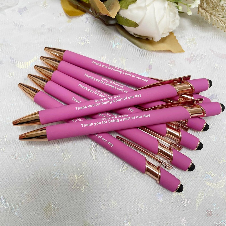 Personalised Luxurious Soft Touch Rose Gold Pen, Gift Pens for Women Best Friends Gift, Business Pens Bulk Fancy Custom Pen Presents for Her image 2