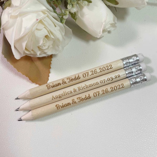 Personalised Wooden Pencils With White Rubber - Wedding Favor for Guests, Wedding Gift Baby shower favours and gifts Pencil Save the Dates