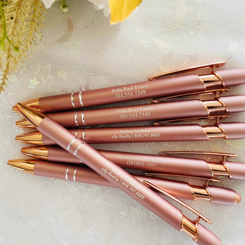 Personalised Luxurious Soft Touch Rose Gold Pen, Gift Pens for Women Best Friends Gift, Business Pens Bulk Fancy Custom Pen Presents for Her image 3