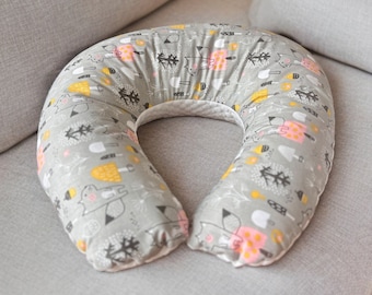 Nursing Pillow | Double Sided, Grey Forest Pattern, Support Pillow Model